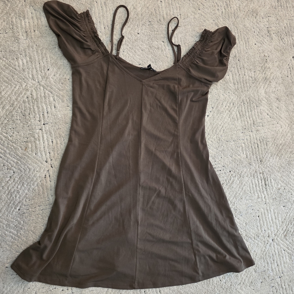 Womens juniors medium Express olive green mini dress